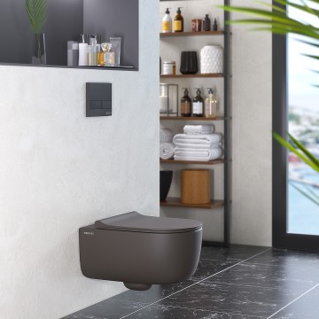 Унитаз подвесной BERGES EGO XL, матовый антрацит, микролифт, быстросъёмное