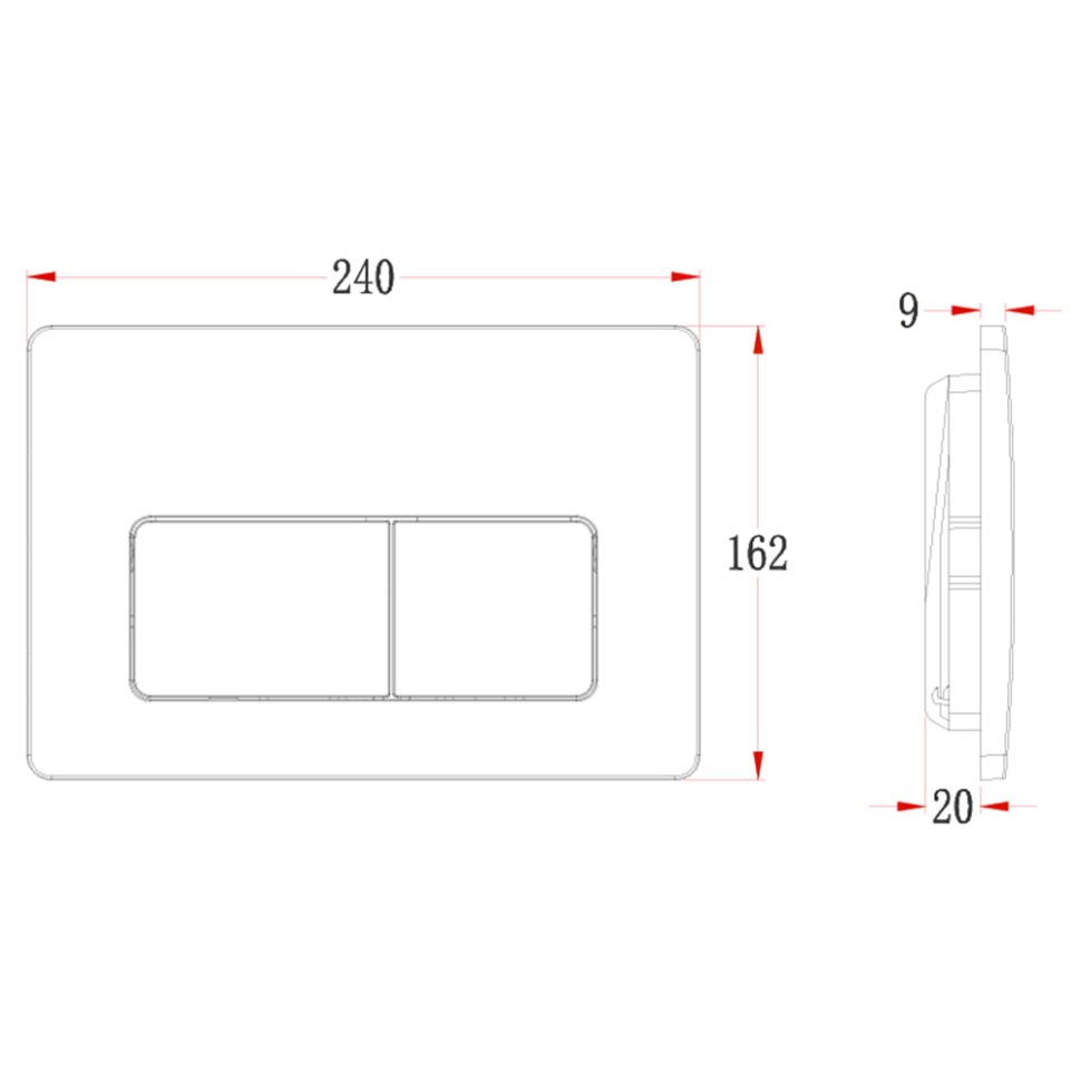 Кнопка смыва Veconi FLUSH V5, FLV5-CM, 240х162х9, пластик, хром матовый