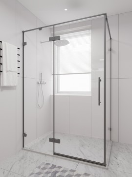 Душевой угол распашной Veconi Premium Alassio SP GR, 1300х800x2000, брашированный графит, стекло прозрачное осветленное