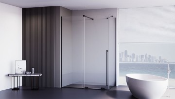 Боковая панель Veconi Premium Trento SP-50B, 800х2000 ,черный матовый, стекло прозрачное