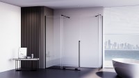Боковая панель Veconi Premium Trento SP-50B, 800х2000 ,черный матовый, стекло прозрачное