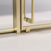 Душевая дверь раздвижная Premium Prato 300 G-L, 1100х2000, золото брашированный, стекло прозрачное