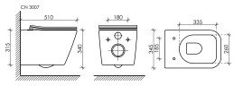 Подвесной унитаз Metric Rimless CN3007
