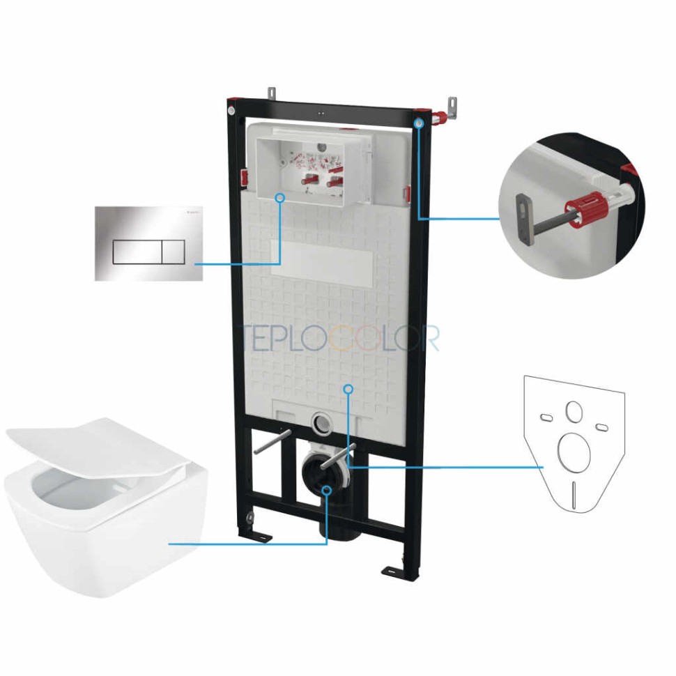 Унитаз с сиденьем, скрытого монтажа, 6 в 1