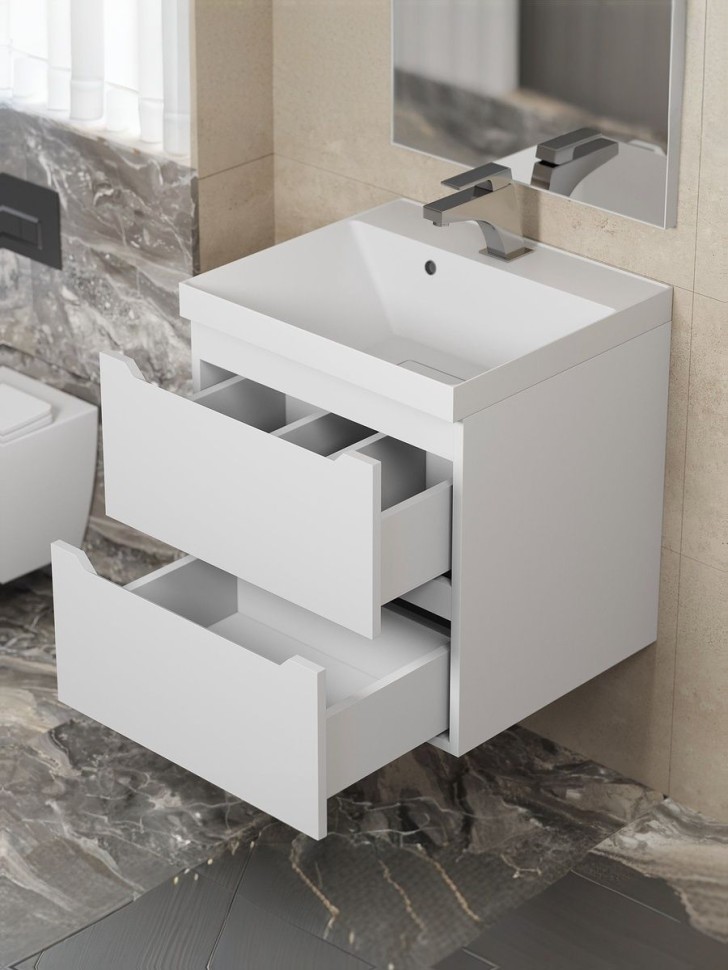 Тумба под раковину для ванной подвесная Uperwood Tanos NEW 50х45х50 см, белая