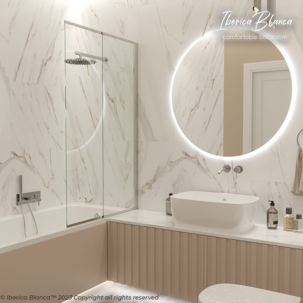 Шторка для ванны IBERICA BLANCA Mod.801 Slide Open раздвижная прозрачное стекло/хром 90х150см (IB801.SC.150.90)