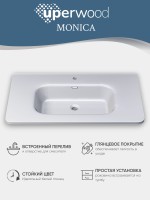 Раковина для ванной 80 см, Uperwood Monica, белая глянцевая