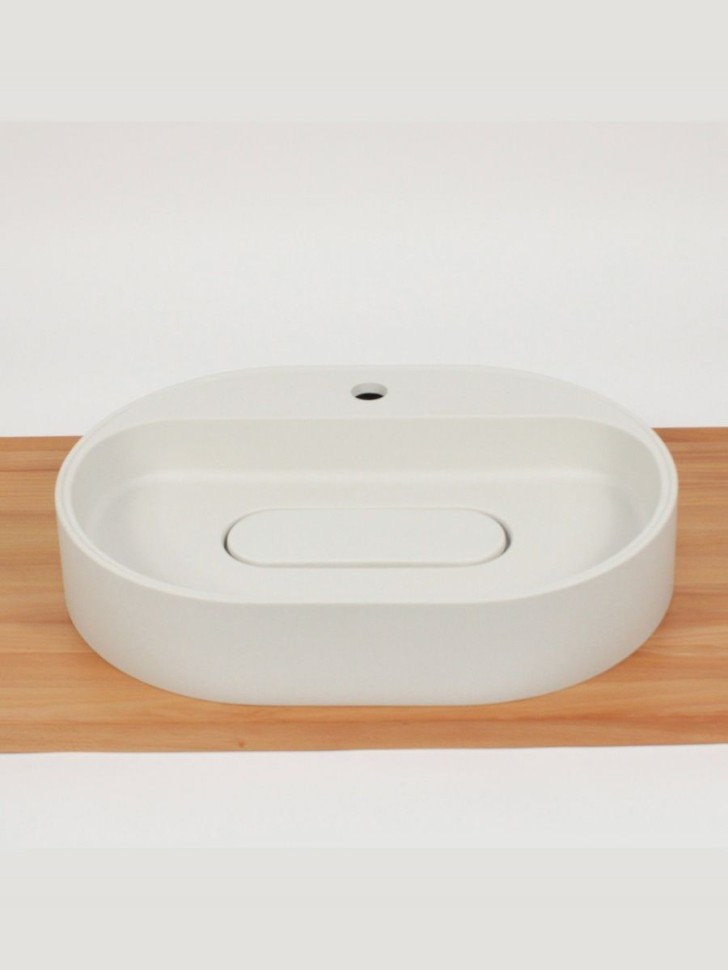 Раковина для ванной накладная 55 см, Uperwood Tanos Quartz, овальная, белая, жасмин