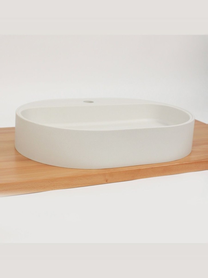 Раковина для ванной накладная 55 см, Uperwood Tanos Quartz, овальная, белая, жасмин