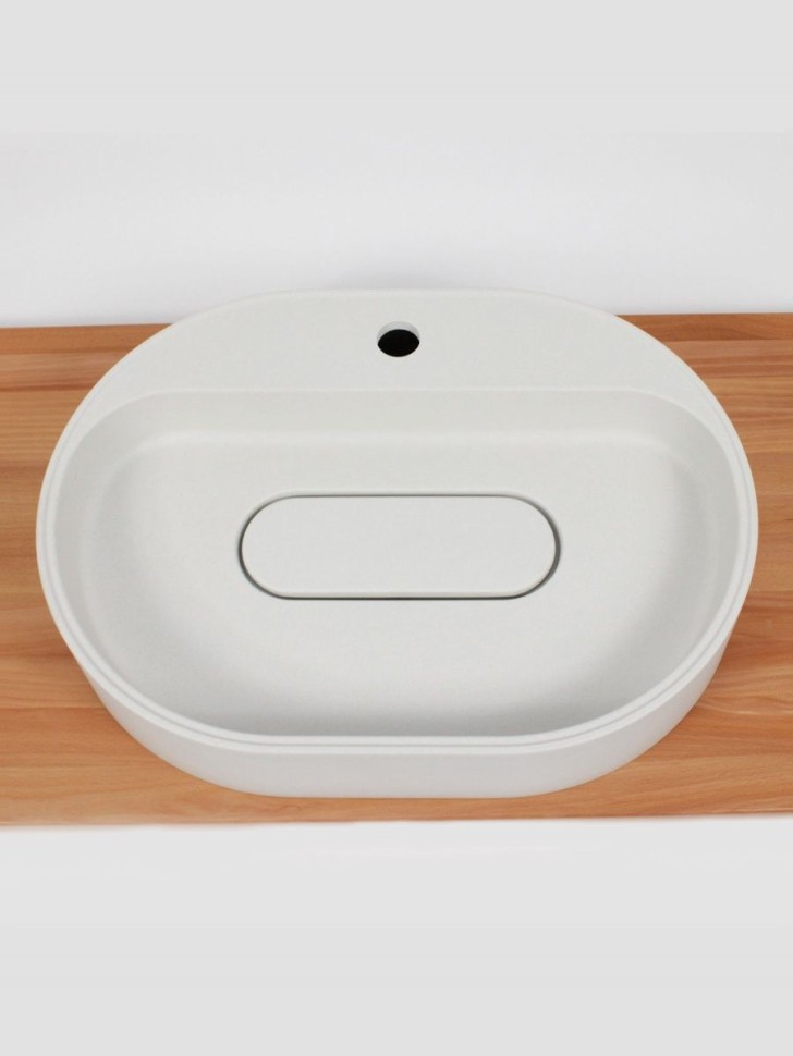 Раковина для ванной накладная 55 см, Uperwood Tanos Quartz, овальная, белая, жасмин