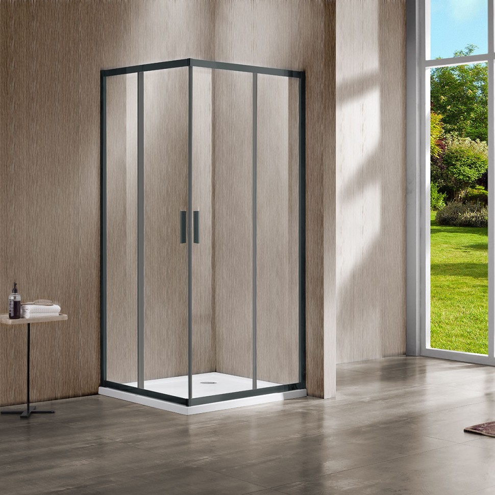 Душевой уголок Гарда (Garda) VSS-1G95115CLGM, 1150*950, вороненая сталь, стекло прозрачное