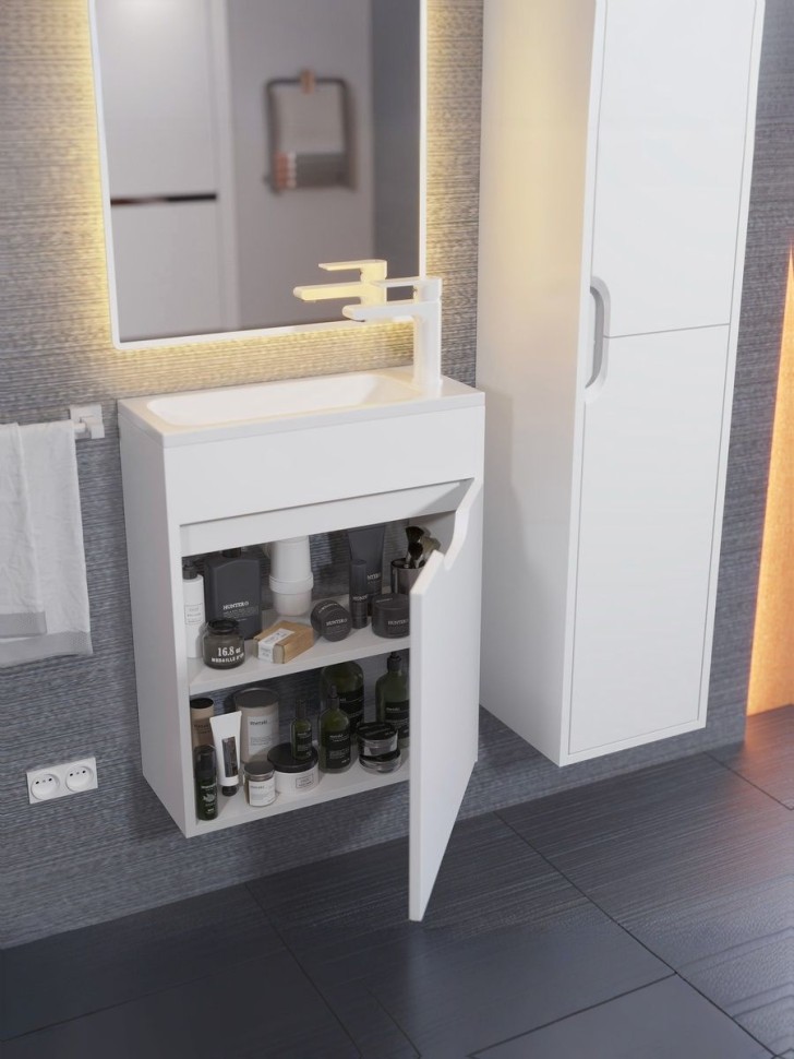 Тумба под раковину для ванной подвесная Uperwood Modul 50х21х60 см, белаяатовая