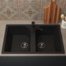Кухонная мойка из искусственного камня Uperwood ECON UPD-402-004, прямоугольная, 2 чаши, черная матовая