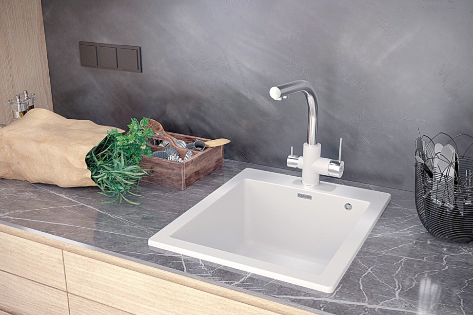 Мойка KANTE 50, IT-GRANIT, PM105152-WH , белый, 510х520, Paulmark