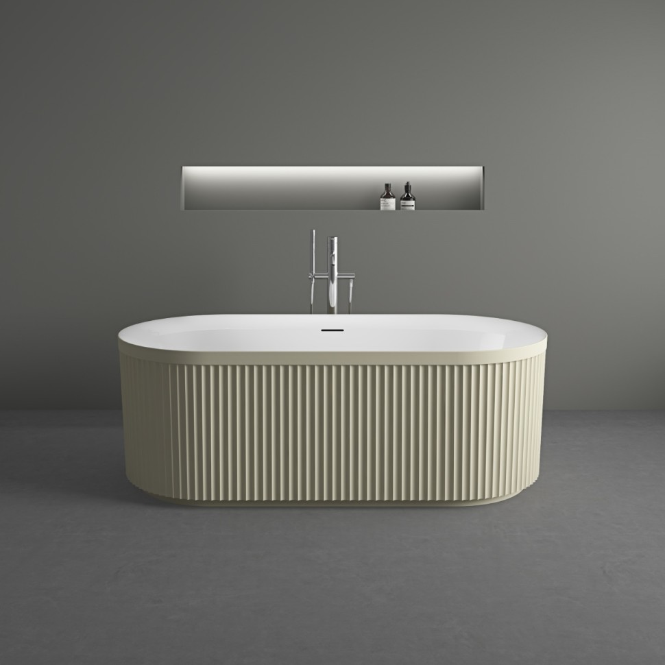 Ванна акриловая Vincea VBT-709-1700MG, 1700*800*585, цвет матовый бежевый/белый, щелевой перелив, слив белый