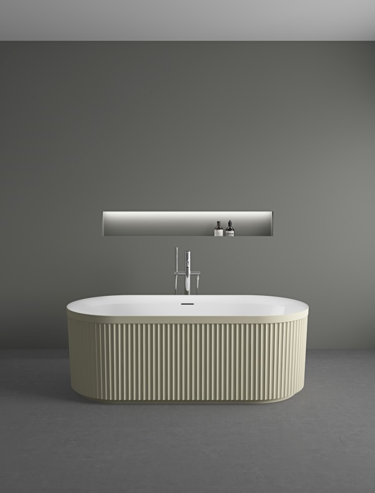 Ванна акриловая Vincea VBT-709-1700MG, 1700*800*585, цвет матовый бежевый/белый, щелевой перелив, слив белый