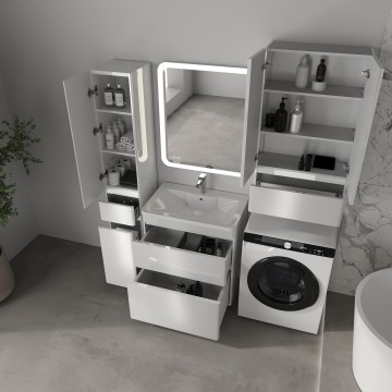 Тумба напольная STYLELINE "Атлантика 70", Люкс Плюс белый глянец с раковиной Атлантик 70