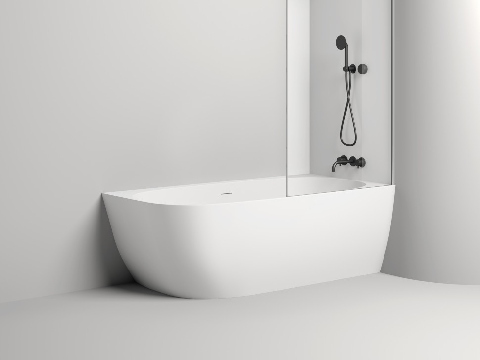 Ванна пристенная угловая SOFIA CORNER R 170x85  покраска по RAL полностью S-Stone Матовое