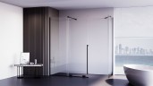 Боковая панель Veconi Premium Trento SP-50B, 900х2000 ,черный матовый, стекло прозрачное