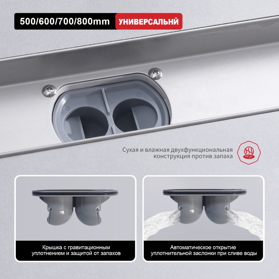 Трап для душа 70*600мм(поворот.сифон 360°) R652.60.05