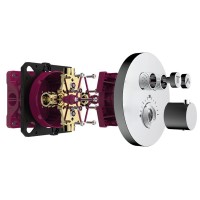 AQM8407CR Набор для комплектации ванны с изливом и термостатом с регулировкой напора, хром
