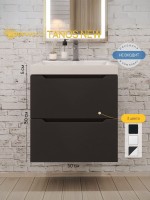Тумба под раковину для ванной подвесная Uperwood Tanos NEW 50х45х50 см, черная