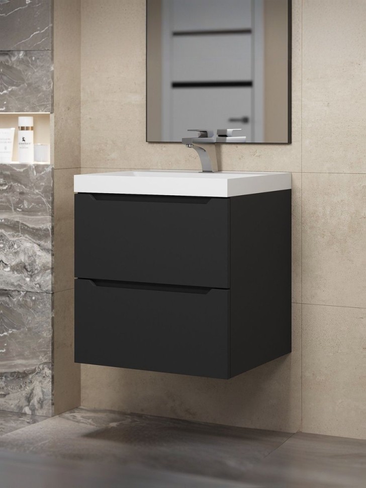 Тумба под раковину для ванной подвесная Uperwood Tanos NEW 50х45х50 см, черная