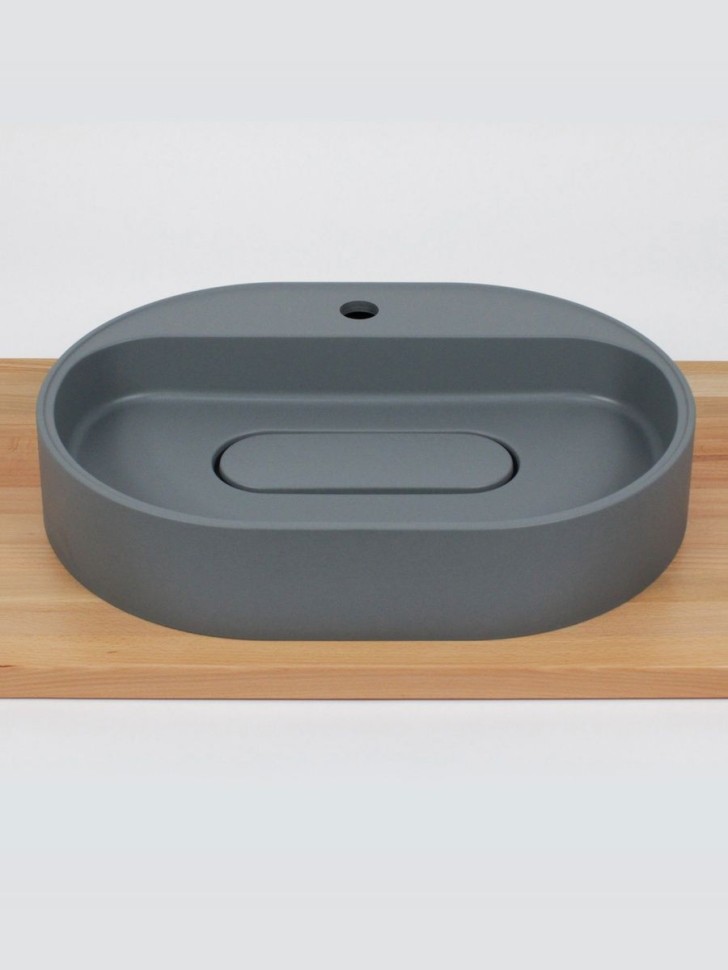 Раковина для ванной накладная 55 см, Uperwood Tanos Quartz, овальная, серая, бетон