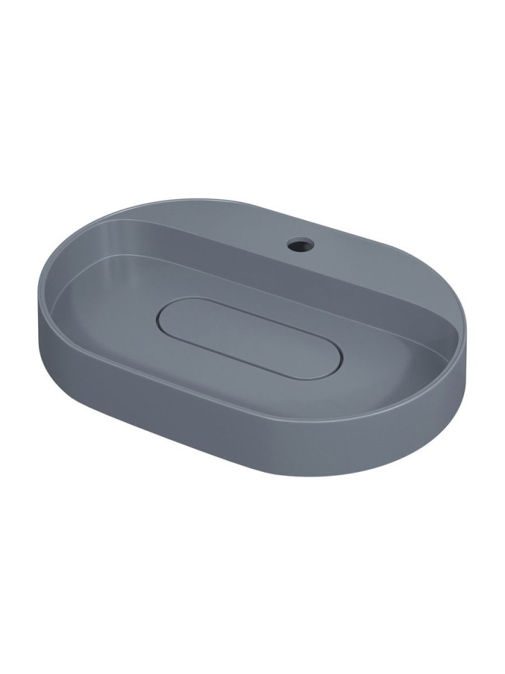 Раковина для ванной накладная 55 см, Uperwood Tanos Quartz, овальная, серая, бетон