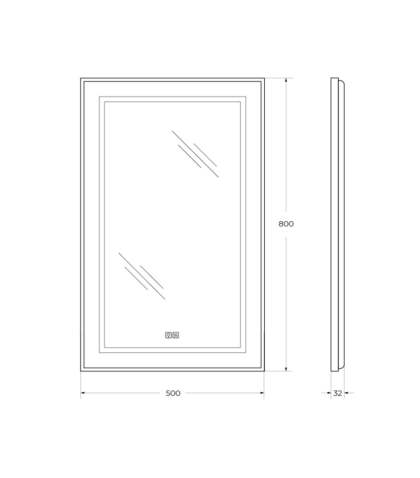 Зеркало BelBagno SPC-KRAFT-500-800-LED-TCH-WARM