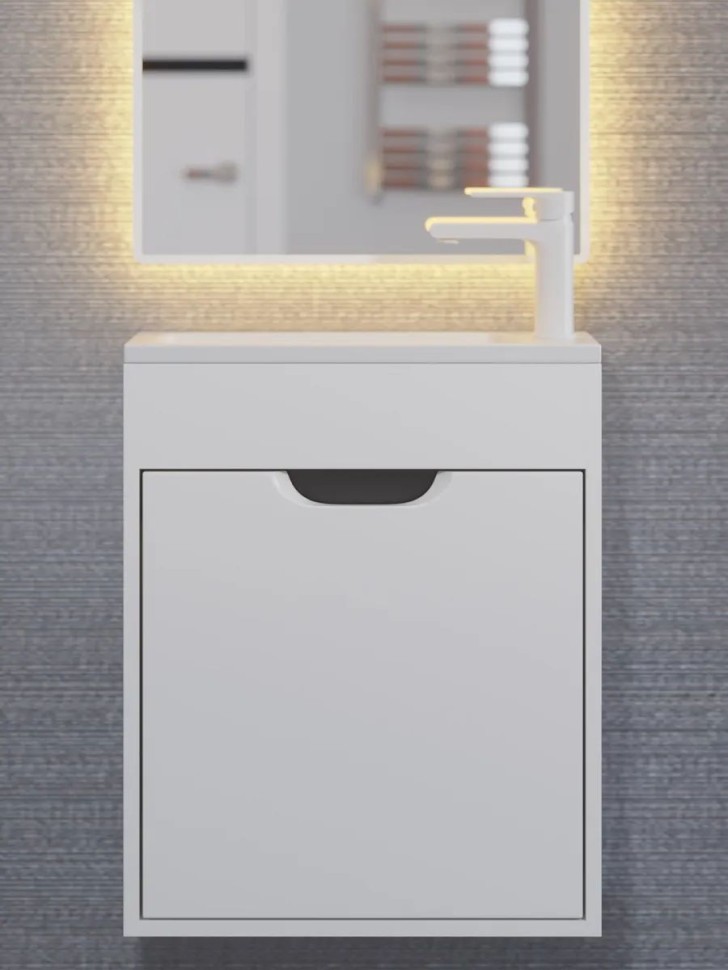 Тумба под раковину для ванной подвесная Uperwood Modul 50 см, белая/графит