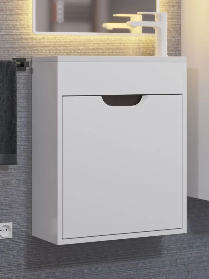 Тумба под раковину для ванной подвесная Uperwood Modul 50 см, белая/графит