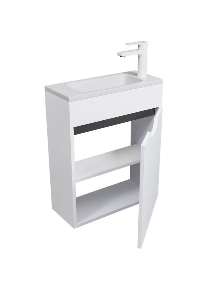 Тумба под раковину для ванной подвесная Uperwood Modul 50 см, белая/графит