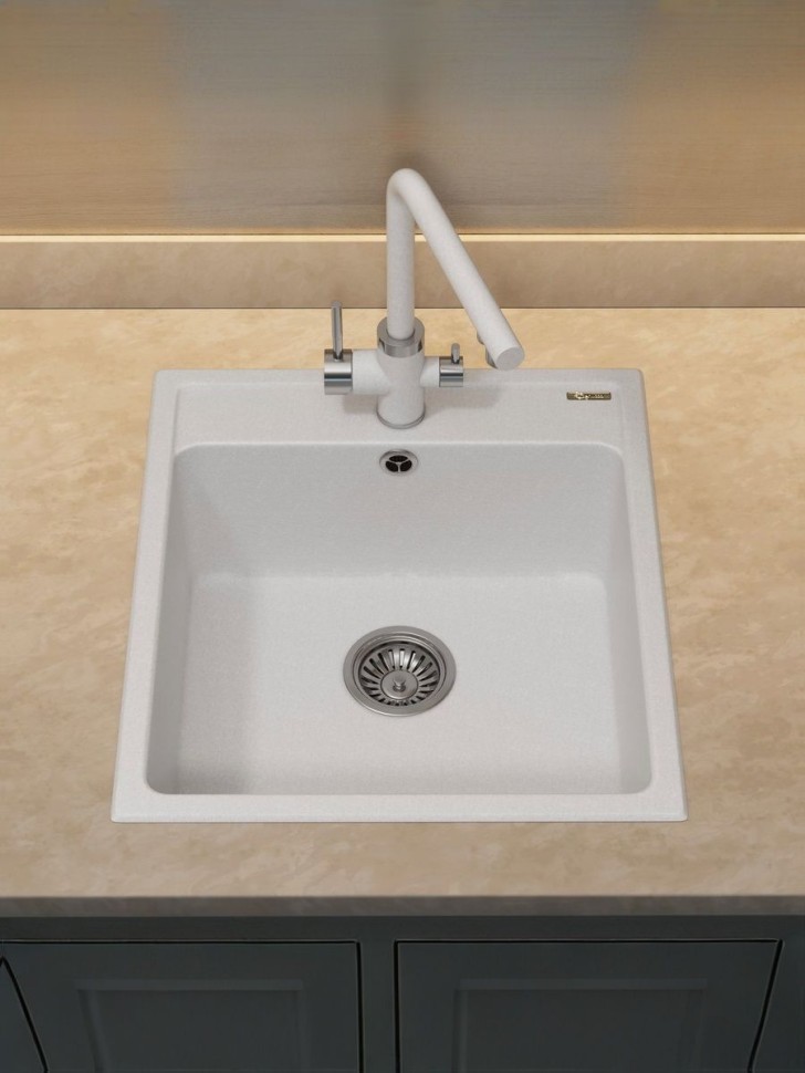 Кухонная мойка из искусственного камня Uperwood UPD-406, прямоугольная, цвет туман