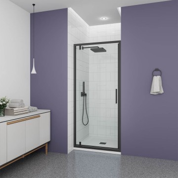 Душевая дверь Veconi Ottimo P30 B, 700x1900, черный матовый, стекло прозрачное