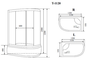 Timo Standart Т-5520 L Г/М душевая кабина 120*85*220