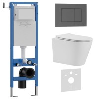 Комплект 3в1 IBERICA BLANCA инсталляция SILENCIO MINI, унитаз BURGOS ALTO белый, кнопка смыва ESTI-S серый матовый (IB.001M.BRA.234.856)