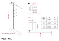 Душевая перегородка Walk-In VSW-1HWS900GSGM, 900*2000, вороненая сталь, стекло янтарь