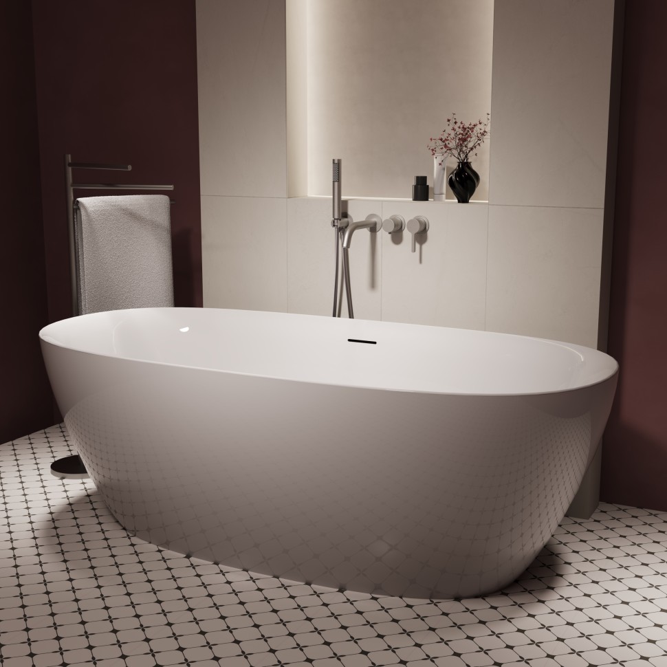 Ванна акриловая Vincea VBT-708-1700, 1700*800*585, цвет белый, щелевой перелив, слив белый