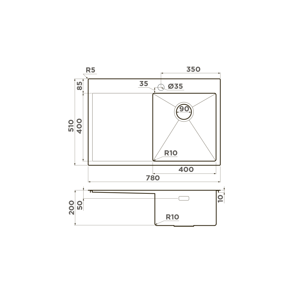 Кухонная мойка Omoikiri Akisame 78-R-LG нерж. сталь/светлое золото