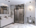 Дверь в нишу Ambassador Forsa 17021222AB (160х200) черный,стекло прозрачное,раздвижная,1 место