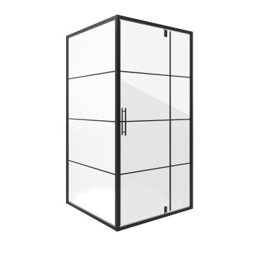 Душевое ограждение Niagara Nova NG-0280-08ВLACK (80х80х195) квадрат,черный,дверь распашная,стекло с рисунком,1 место