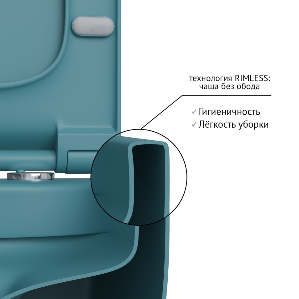 Унитаз BERGES подвесной EGO XL матовый темно-синий Rimless 54 см, сиденье дюропласт EGO XL Slim SO матовый темно-синий, микролифт, быстросъём