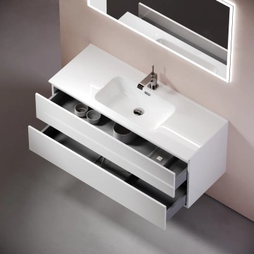 Тумба подвесная SANCOS Urban 1190х450х550, c двумя ящиками оснащенными доводчиками, белый глянец , арт. UR120-1W