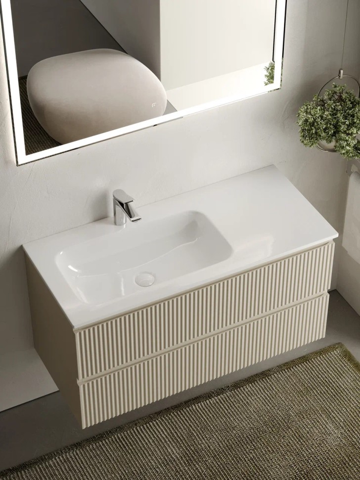 Тумба подвесная SANCOS Snob R левая 995х445х500, c двумя ящиками оснащенными доводчиками, Beige Soft , арт.SNR100LCE