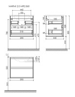 Тумба подвесная SANCOS Marmi 2.0 590х445х520 c двумя ящиками оснащенными доводчиками скрытого монтажа, цвет дуб галифакс натуральный, арт. MR2.060EG