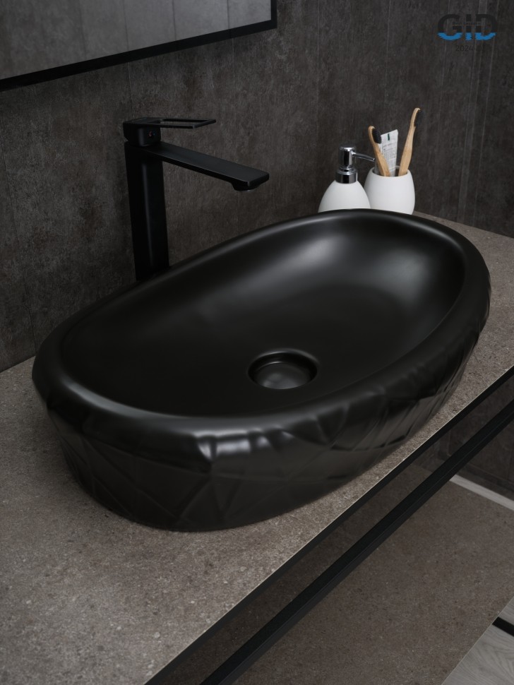 Раковина Gid Bm777 53357 накладная черная матовая 60x39x13.5