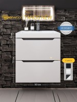 Тумба под раковину для ванной подвесная Uperwood Tanos NEW 50х45х50 см, белая/графит