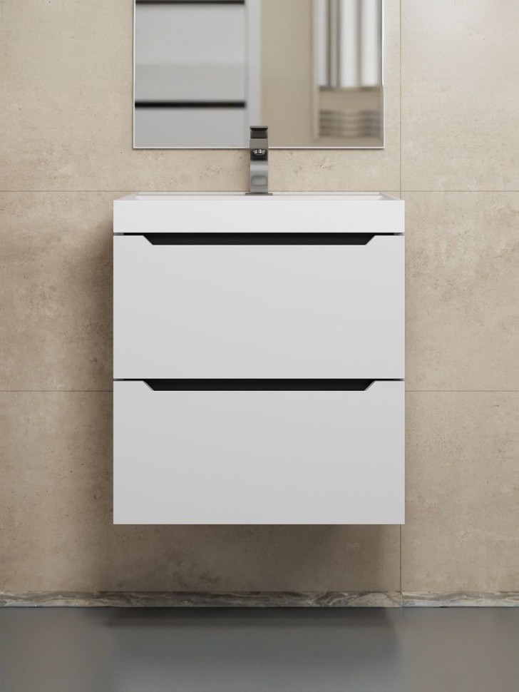 Тумба под раковину для ванной подвесная Uperwood Tanos NEW 50х45х50 см, белая/графит