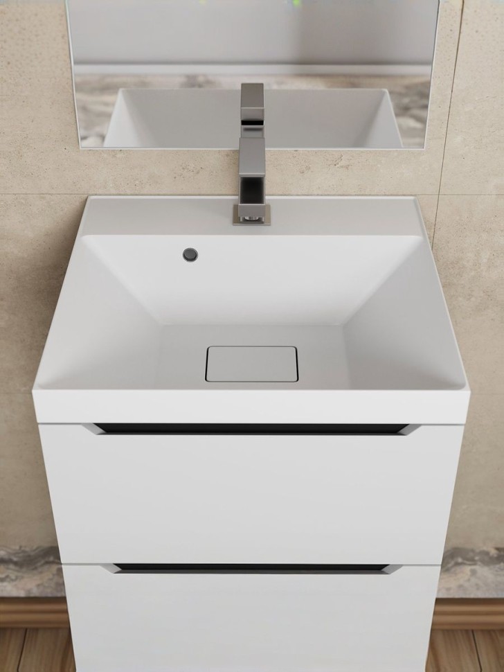 Тумба под раковину для ванной подвесная Uperwood Tanos NEW 50х45х50 см, белая/графит